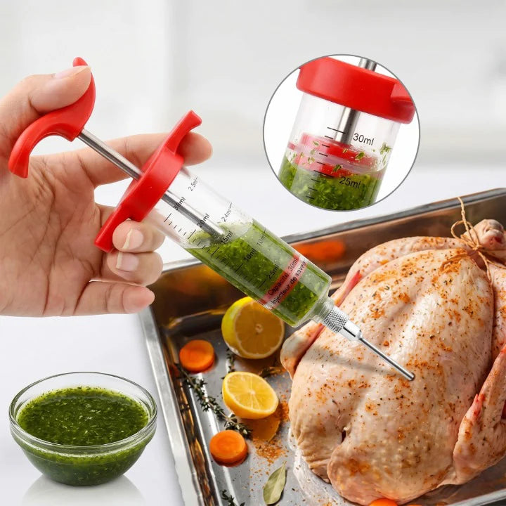 Kit Complet 5 pièces Injecteur de Marinade Grande Capacité 50 mL en Acier Inoxydable