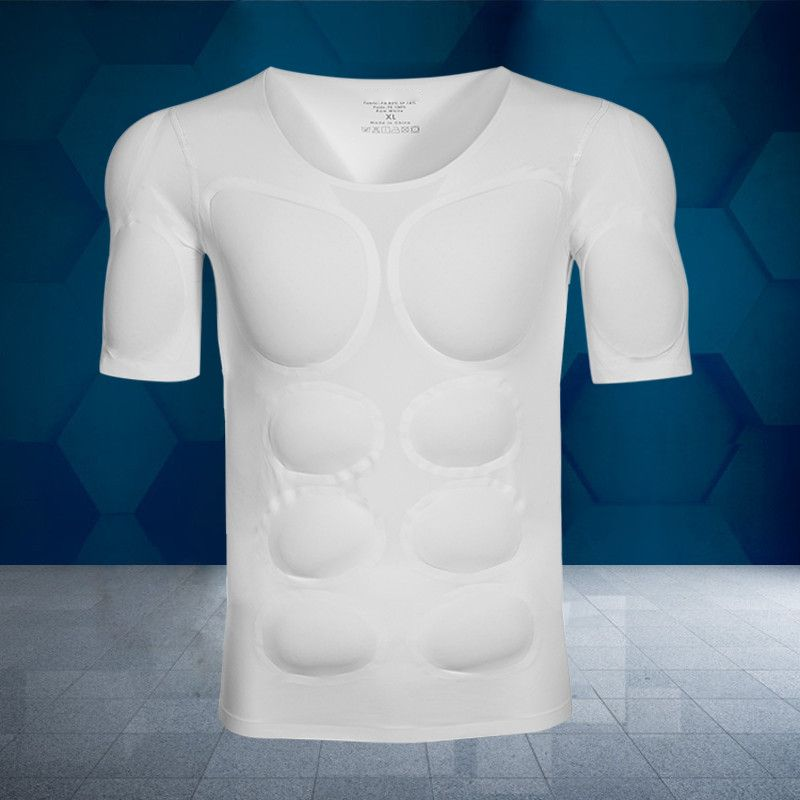 T-shirt sculptant avec faux muscles intégrés