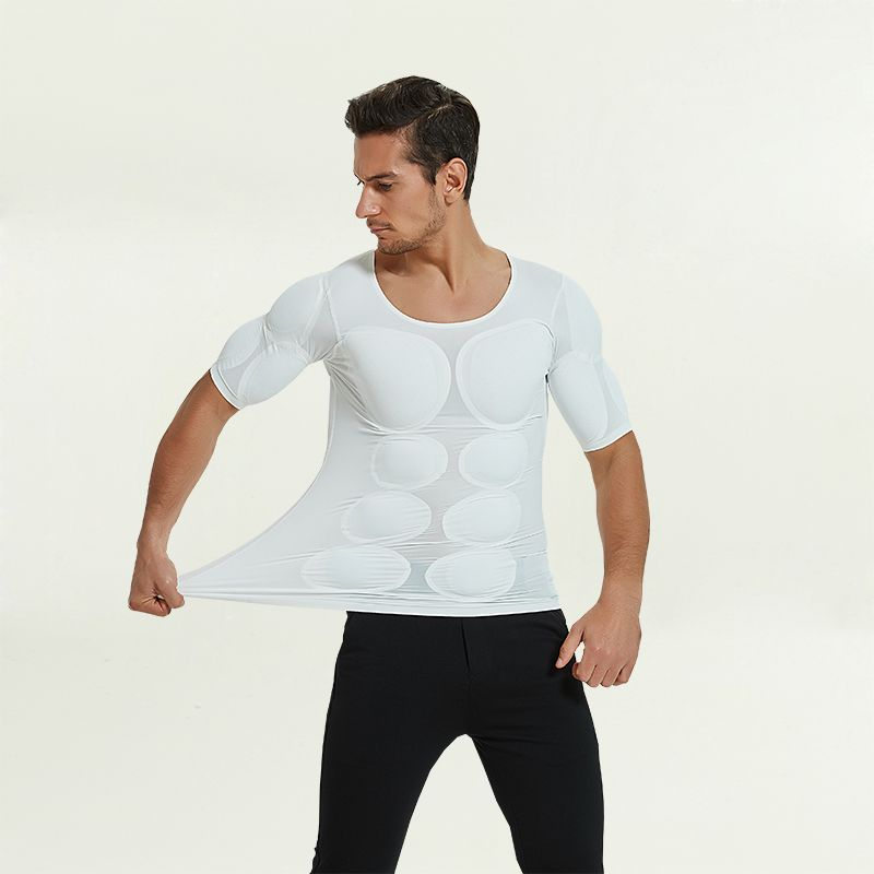 T-shirt sculptant avec faux muscles intégrés